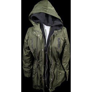 Green And Black Zip Up Hooded Jacket by Cali 1850